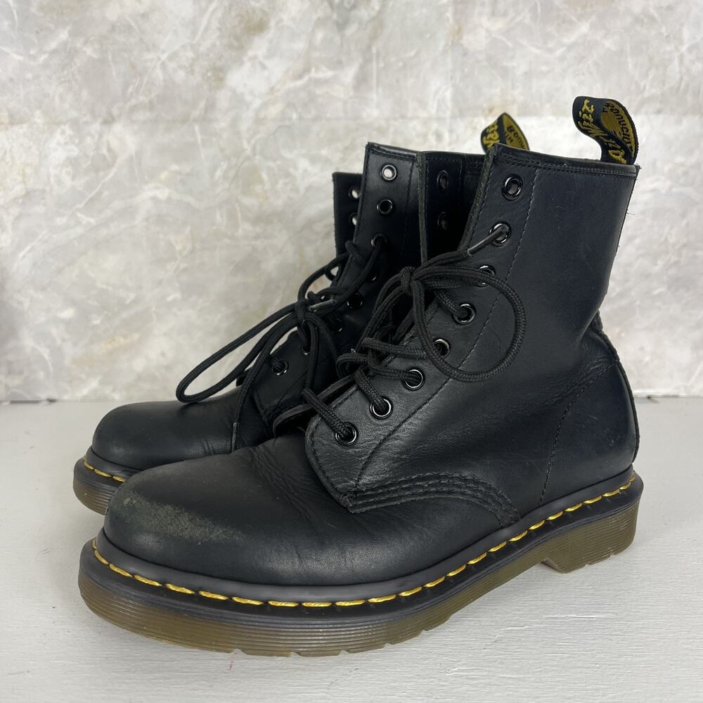 Dr Martens 1460 Unisex L7 M6 Black Leather Combat Boots Lace Up